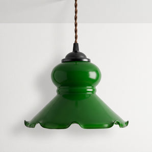 Luminária Pendente Retrô Vintage Clássico Metal Vidro Verde Razzi