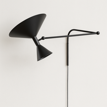 Luminária Arandela Moderna Minimalista Articulada Exotic - Preto / Com plugue / 90cm / Branco Quente (3000K) - ORNE™