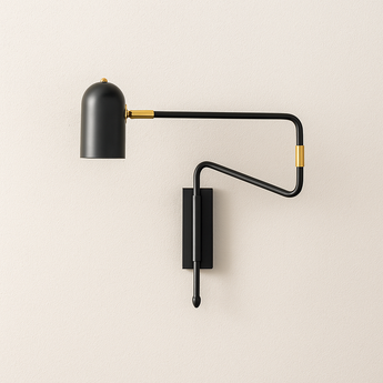 Luminária Arandela Moderna Minimalista Articulada Golden Turns - Preto - ORNE™