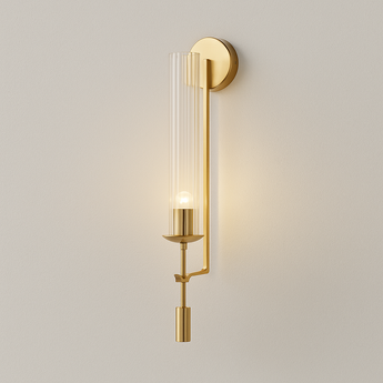 Luminária Arandela Moderna Minimalista Clássica Metal Vidro Elmo - 58cm / Dourado - ORNE™