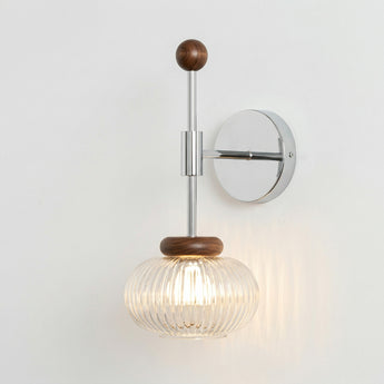 Luminária Arandela Moderna Minimalista Madeira Nogueira Metal Globo Chapel — ORNE