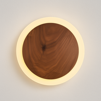 Luminária Arandela Moderna Minimalista LED Madeira Niem - Ø20cm / Branco Quente (3000K) - ORNE™