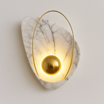 Luminária Arandela Moderna Minimalista Mármore Metal Quincy - Dourado - ORNE™