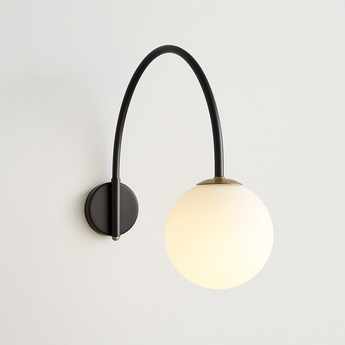 Luminária Arandela Moderna Minimalista Bola Globo Vidro Angle - Metal e Vidro / Branco Quente (3000K) - ORNE™