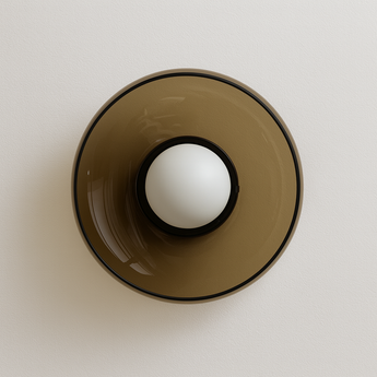 Luminária Arandela Moderna Minimalista Vidro Metal Astrit - Âmbar / Ø25cm - ORNE™