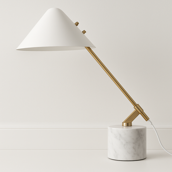 Luminária de Mesa Abajur Moderna Minimalista LED Metal Hasra - 55x52cm / Branco Quente (3000K) - ORNE™