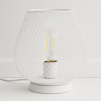 Luminária de Mesa Moderna Industrial Aramado Jiby - Branco - ORNE™