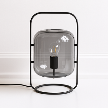 Luminária de Mesa Moderna Minimalista Metal Vidro Addoni - Preto - ORNE™