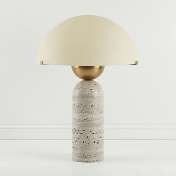 Luminária de Mesa Abajur Moderno Minimalista Mármore Travertino Vidro Cantabria — ORNE