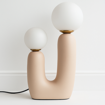 Luminária de Mesa Moderna Minimalista Globo Vidro Orgânica Paint - Rosa / 41cm / Ø17cm / Branco Quente (3000K) - ORNE™