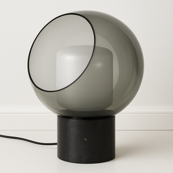 Luminária de Mesa Abajur Moderno Minimalista Vidro Mármore Nero Marquina Globo Bouche — ORNE