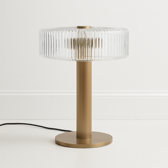 Luminária De Mesa Abajur Moderna Minimalista Vidro Metal Kayo - Ø30x39cm / Incolor - ORNE™