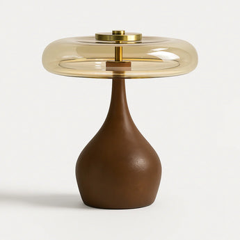 Luminária de Mesa Abajur Moderno Retrô Vintage Madeira Vidro LED Dorx — ORNE