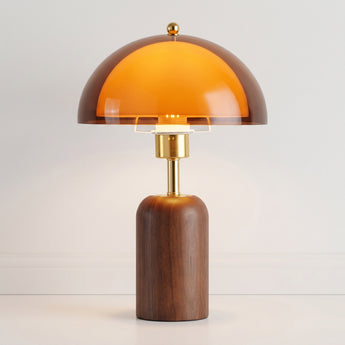 Luminária de Mesa Retrô Minimalista Metal Madeira Vidro Jacmel — ORNE