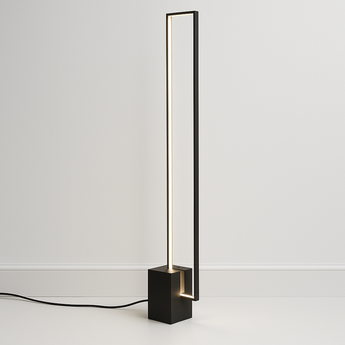 Luminária de Piso Coluna Moderna Minimalista Metal Linear Preto LED Quadra — ORNE