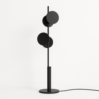 Luminária de Piso Coluna Moderna Minimalista Circle Shapes - 160cm / Preto / Branco Quente (3000K) - ORNE™