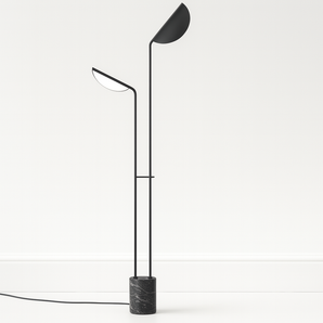 Luminária de Piso Coluna Moderna Minimalista Vidro Metal Preto LED Nero — ORNE