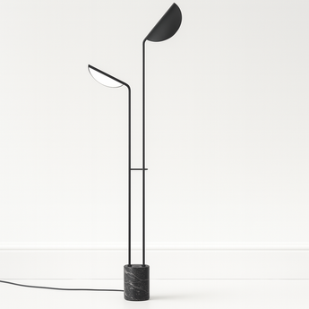 Luminária de Piso Coluna Moderna Minimalista Vidro Metal Preto LED Nero — ORNE
