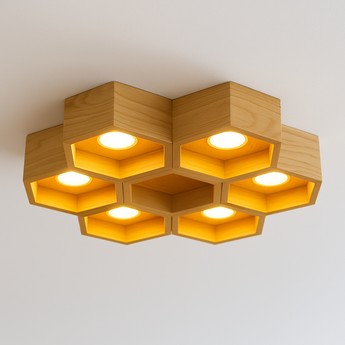 Luminária Plafon Moderna Minimalista Madeira Gongi - 45x8cm - ORNE™