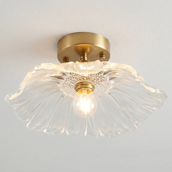 Luminária de Teto Plafon Sobrepor Orgânico Clássico Moderno Vidro Canelado Metal Lhasa — ORNE