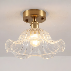 Luminária de Teto Plafon Sobrepor Redondo Clássico Moderno Vidro Canelado Metal Hat — ORNE