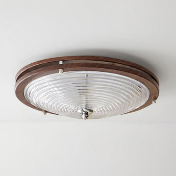 Luminária de Teto Plafon Sobrepor Redondo Clássico Retrô Vintage Madeira Nogueira Metal LED Stony — ORNE