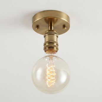 Luminária de Teto Plafon Sobrepor Redondo Industrial Retrô Vintage Vidro Metal Dourado Sicília — ORNE