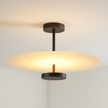 Luminária Plafon Moderna Minimalista Rebatedor Metal LED Basel - Modelo A Ø40cm / Branco Quente (3000K) - ORNE™