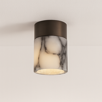 Luminária Plafon Moderna Minimalista LED Mármore Metal Lihula - Ø8x9cm / Branco Neutro (4500K) - ORNE™