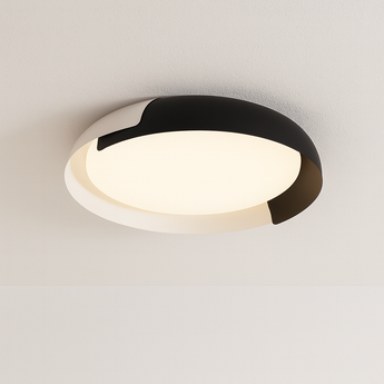 Luminária Plafon Moderna Minimalista LED Metal Acrílico Sable - Ø46cm / Branco e Preto / Branco Quente (3000K) - ORNE™