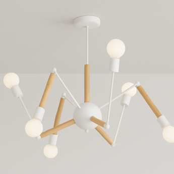 Luminária Plafon Moderno Minimalista Madeira Articulada Queer - Branco / 6 - ORNE™