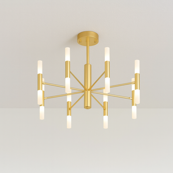 Luminária Plafon Moderna Minimalista Metal Acrílico Brent - 16 Lâmpadas / Dourado / Alumínio - ORNE™