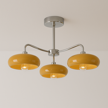 Luminária Pendente Moderna Minimalista Metal Vidro LED Olivia - Laranja / Branco Quente (3000K) - ORNE™