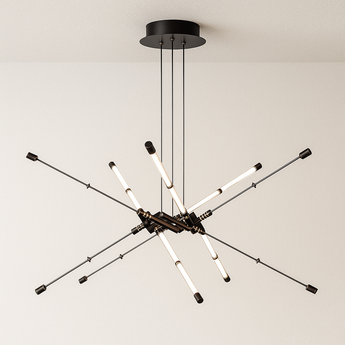 Luminária Pendente Moderno Minimalista Articulável LED Parlor - Preto / Ø80cm / Branco Quente (3000K) - ORNE™