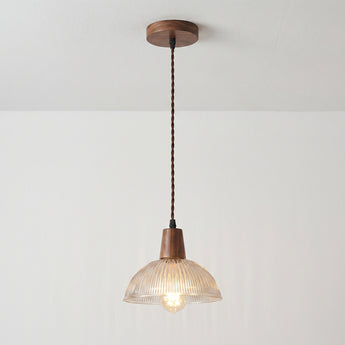 Luminária Pendente Clássica Minimalista Madeira Vidro Esquel — ORNE