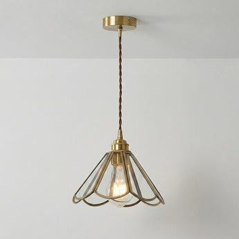 Luminária Pendente Clássico Retrô Vintage Vidro Metal Dourado Fincha — ORNE
