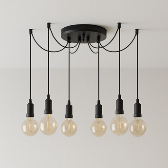 Luminária Pendente Industrial Minimalista Retrô Vintage Metal Preto Spider — ORNE