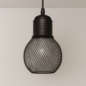 Luminária Pendente Industrial Retrô Vintage Metal Preto Aramado Round — ORNE