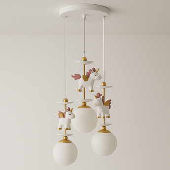 Luminária Pendente Infantil Moderno Vidro Metal Globos Unicórnios Dream — ORNE