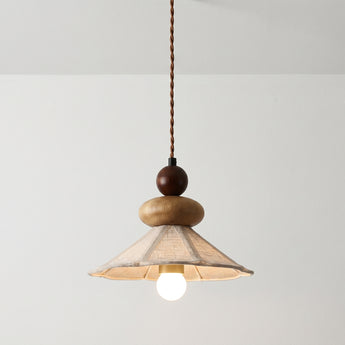 Luminária Pendente Moderna Minimalista Madeira Tecido Raub — ORNE