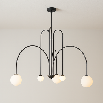 Luminária Pendente Moderna Clássica Bolas Globos Vidro Fash - Preto / Ø100cm - ORNE™