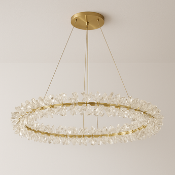 Luminária Pendente Moderna Clássica Cristal Peggy - Ø40cm / Branco Quente (3000K) - ORNE™