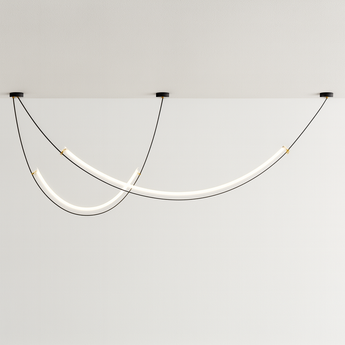 Luminária Pendente Moderna Minimalista LED Metal Bohno - 120cm / Branco Quente (3000K) - ORNE™