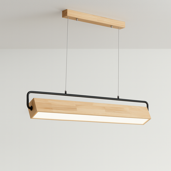 Luminária Pendente Moderno Minimalista Madeira Metal Linear LED Almanac — ORNE