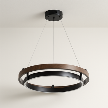 Luminária Pendente Moderna Minimalista LED Madeira Bahama - Ø60cm / Branco Quente (3000K) - ORNE™