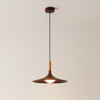 Luminária Pendente Moderna Minimalista LED Madeira Filant - Madeira e Bronze / Ø30cm / Nogueira - ORNE™