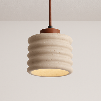 Luminária Pendente Moderna Minimalista Mármore Travertino Loggi - Ø12x12cm / Branco Quente (3000K) - ORNE™