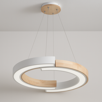 Luminária Pendente Moderno Minimalista Madeira Metal LED Ring — ORNE