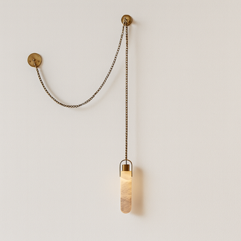 Luminária Pendente Moderna Minimalista Metal Gonzalle - 01 Lâmpada / Mármore e Alumínio / Dourado - ORNE™