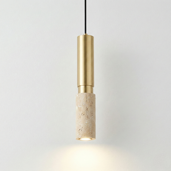 Luminária Pendente Moderno Minimalista Mármore Travertino Metal LED Nuova — ORNE